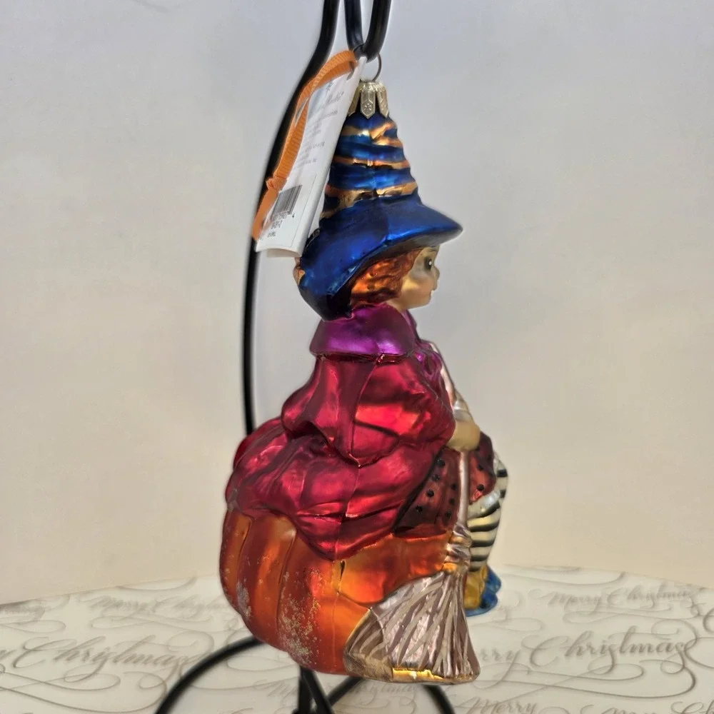 Christopher Radko Sit A Spell Witch Pumpkin Cat Halloween Ornament 1999 99-081-0